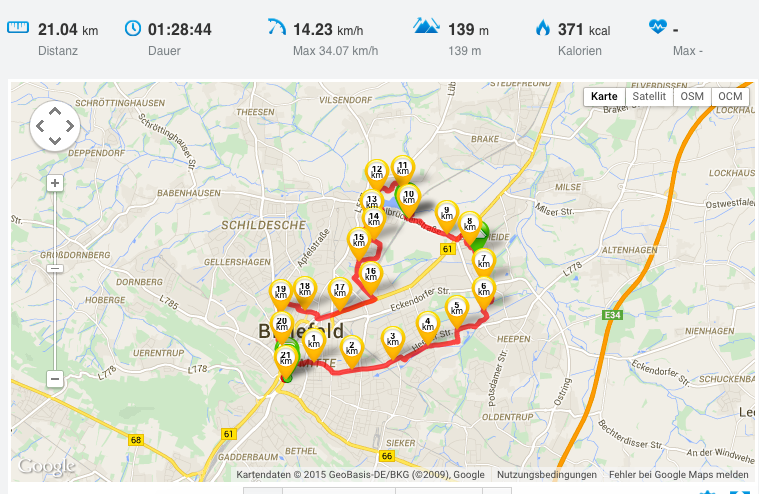 Meine Radtour vom 08.03.2015